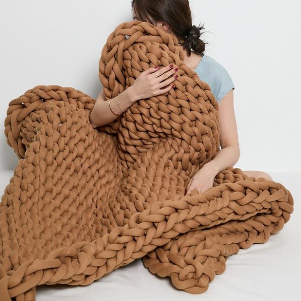 Seamless Cotton yarn knit weighted blanket KB010CS