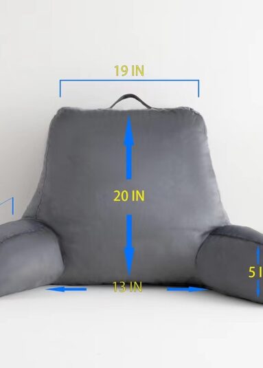 Reading Pillow with Shredded Memory Foam, Large Adult Backrest with Arms, Back Support for Sitting Up in Bed with Washable Cover (Sit up Pillow)